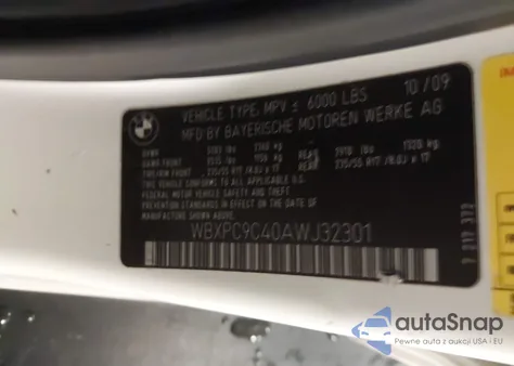 2010 BMW X3 xDrive30I из США, поврежденный, VIN WBXPC9C40AWJ32301